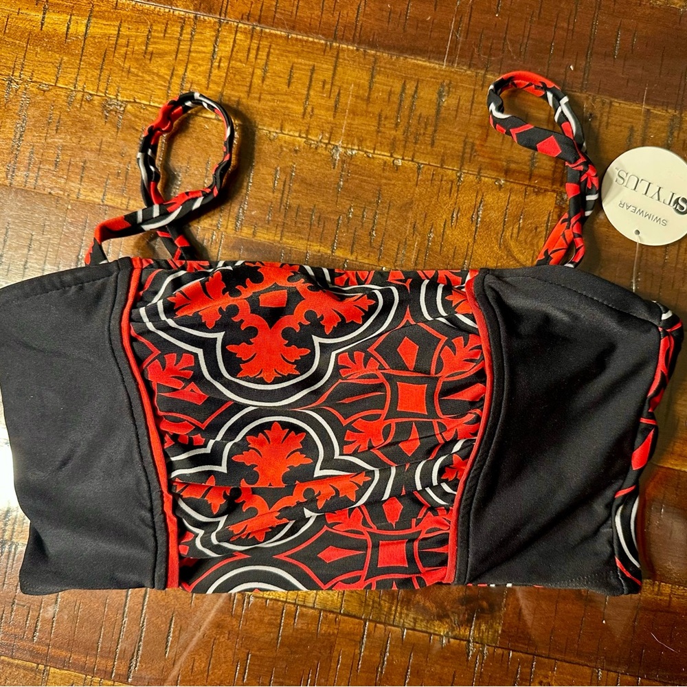 NWT Red and Black Bikini Top